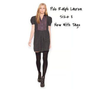 Polo Ralph Lauren Classic Greenwell Plaid Shirt Dress Size 8 - New With Tags